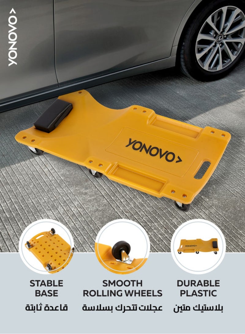 Yonovo Mechanic Plastic Car Creeper -36inch- Lightweight Ergonomic Creeper with Padded Headrest Dual Tool Trays and Noiseless Casters - for Under Car Repairs DIY Auto Maintenance and Garage Work - Image 4