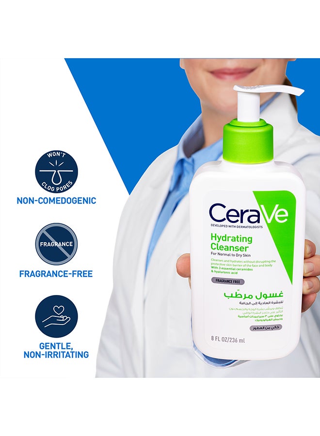 CeraVe Hydrating Cleanser For Normal To Dry Skin With Hyaluronic Acid 236ml - Image 4