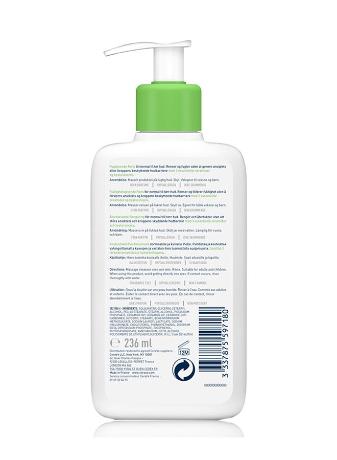 CeraVe Hydrating Cleanser For Normal To Dry Skin With Hyaluronic Acid 236ml - Image 3
