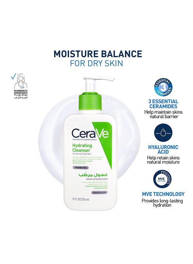 سيرا في غسول مرطّب للبشرة العادية إلى الجافة مع حمض الهيالورونيك 236ملليلتر - Image 1