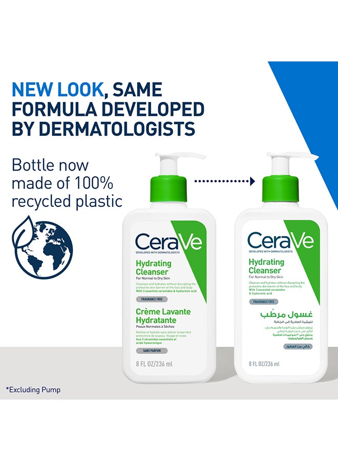 CeraVe Hydrating Cleanser For Normal To Dry Skin With Hyaluronic Acid white 236ml - Image 3