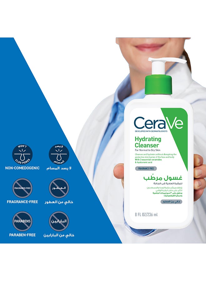 CeraVe Hydrating Cleanser For Normal To Dry Skin With Hyaluronic Acid white 236ml - Image 4