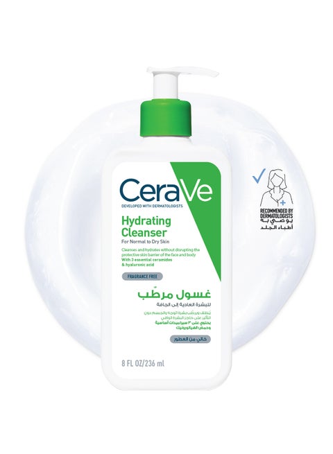 Hydrating Cleanser For Normal To Dry Skin With Hyaluronic Acid white 236ml