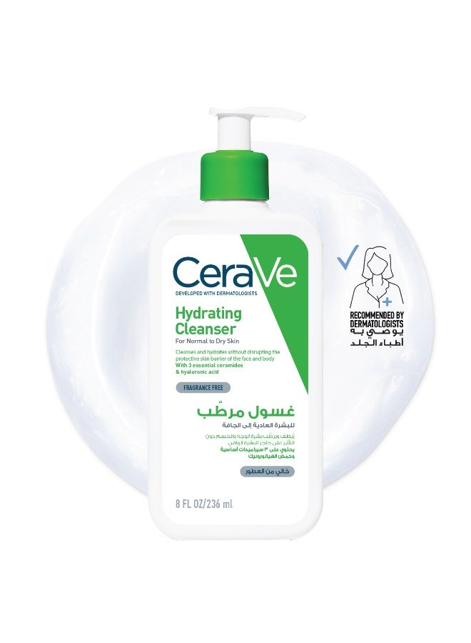 CeraVe Hydrating Cleanser for Normal to Dry Skin with Hyaluronic Acid 236ml white 236ml - Image 1