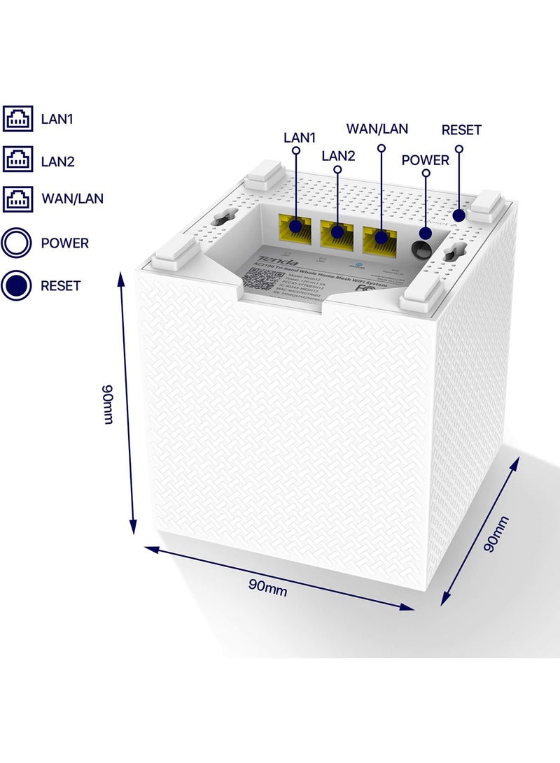 Tenda - Nova Tri-band Mesh WiFi System (MW12)-Up to 6000 sq.ft. Whole Home Coverage, Replaces WiFi Router and Extender, Gigabit Mesh Router, Parental Controls, Easy setup, 3-pack White - Image 1