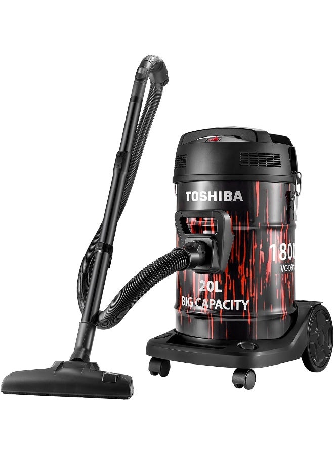 Vaccum Cleaner Dust Capacity 20 L, Blowing Function, Pull Handle On Dust Tank, Washable Cloth Filter, Dusting Brush, Dust Disposal Handle, Crevice Nozzle 20 L 1800 W VC-DR180ABF(R) Black/Red - pnsku/N51070814A/45/_/1732542267/bd5200d5-9509-4db8-b211-9c146fe6b351