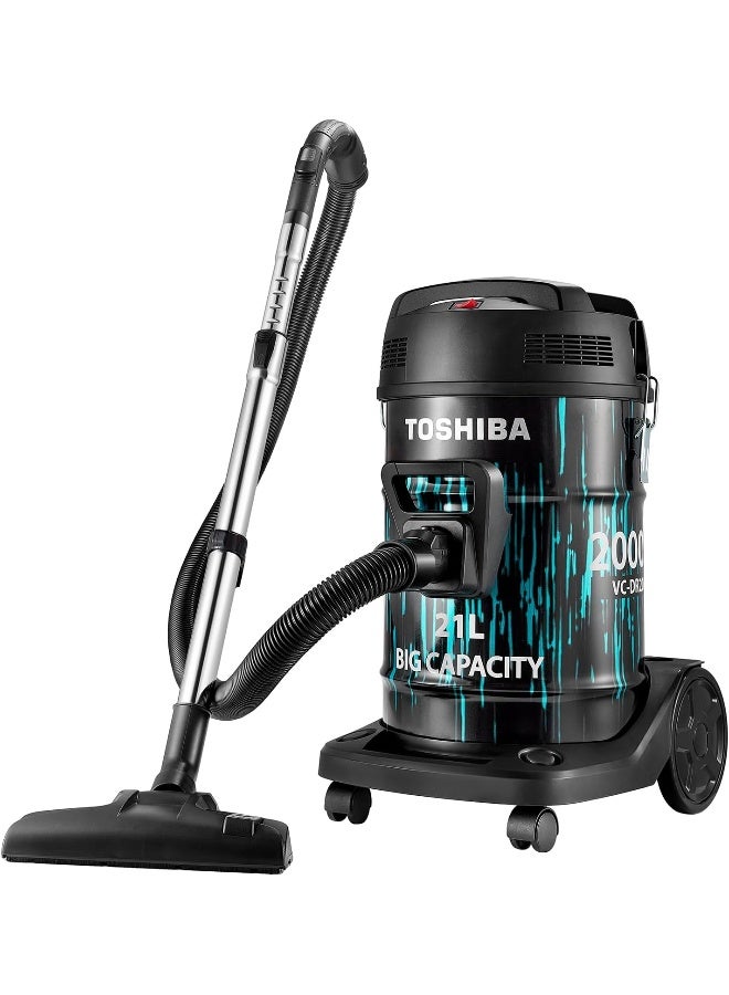 Toshiba Vacuum Cleaner 21 L, Blowing Function, Pull Handle On Dust Tank, Precise & Adjustable Airflow 21 L 2000 W VC-DR200ABF(B) Black/Aqua - Image 3