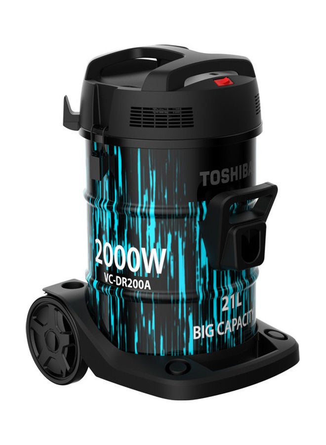 Toshiba Vacuum Cleaner 21 L, Blowing Function, Pull Handle On Dust Tank, Precise & Adjustable Airflow 21 L 2000 W VC-DR200ABF(B) Black/Aqua - Image 2