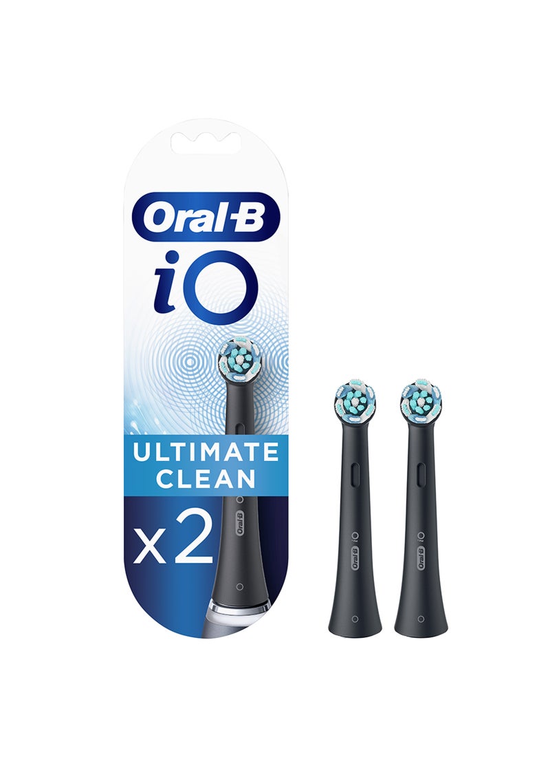 Oral-B iO Ultimate Clean Rechargeable Electric Toothbrush Replacement Heads, with Personalized Brushing Modes, Black, Pack of 2 Black - Image 1