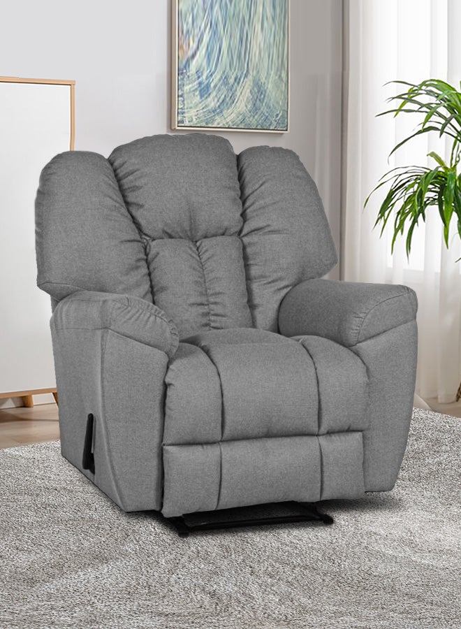 PENHALIGON'S Linen Upholstered Classic Recliner Chair With Bed Mode Light Grey 90x100x80cm - Image 1