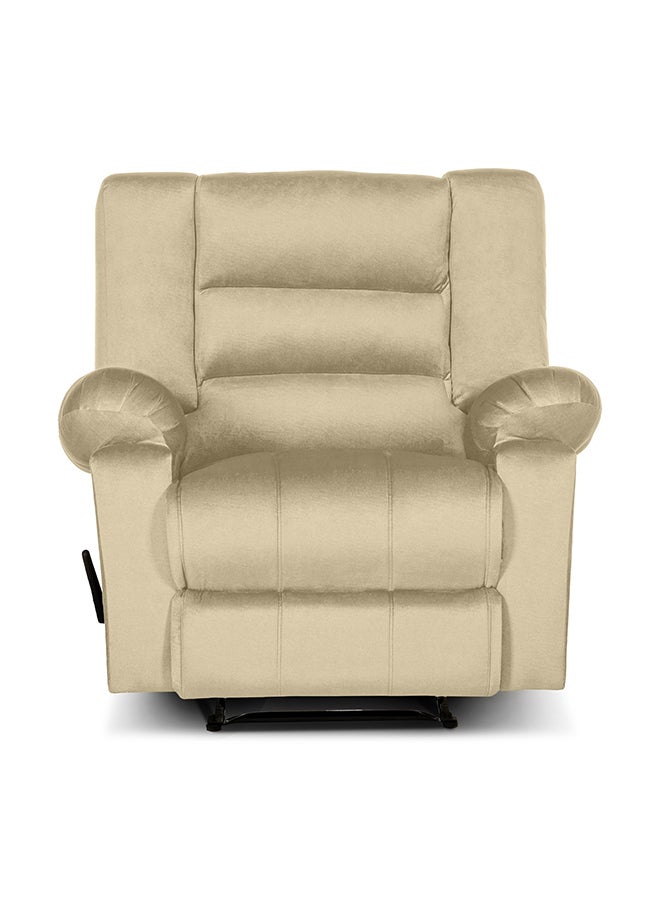 REGAL IN HOUSE Velvet Upholstered Rocking and Rotating Recliner Chair With Bed Mode Light Beige 90x100x80cm - Image 4