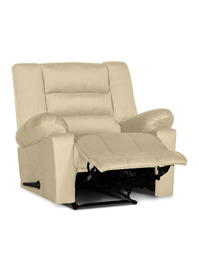 REGAL IN HOUSE Velvet Upholstered Rocking and Rotating Recliner Chair With Bed Mode Light Beige 90x100x80cm - Image 2