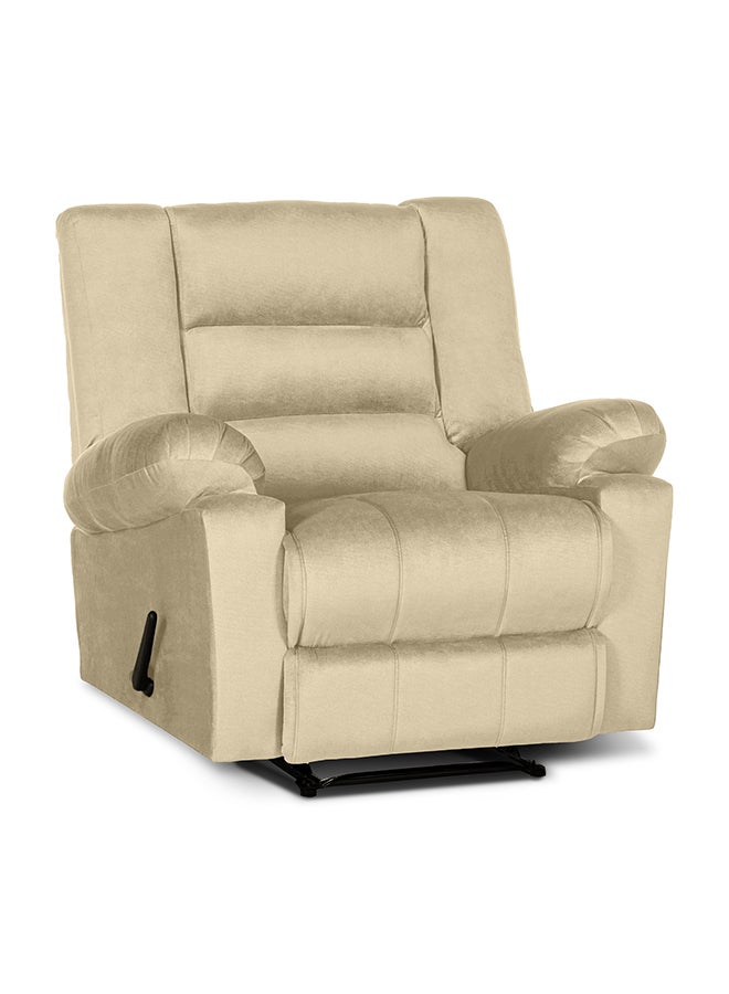REGAL IN HOUSE Velvet Upholstered Rocking and Rotating Recliner Chair With Bed Mode Light Beige 90x100x80cm - Image 3