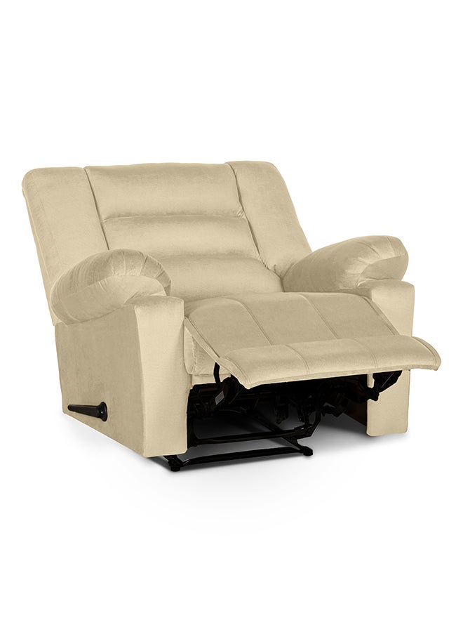 REGAL IN HOUSE Velvet Upholstered Rocking and Rotating Recliner Chair With Bed Mode Light Beige 90x100x80cm - Image 5