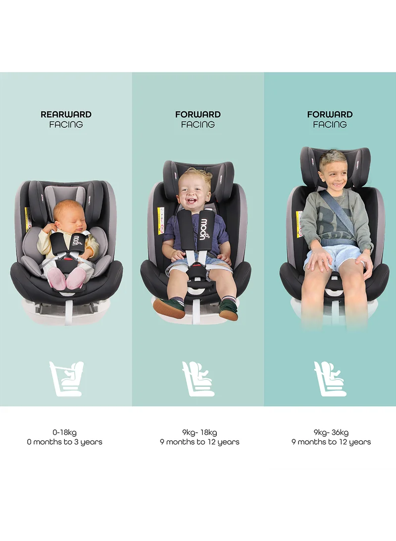 مون Melhor Booster Car Seat – Group 0/1/2/3 ISOFIX Convertible Seat for Kids, Infants And Toddlers (0M–11 Years, Up to 36kg) – Black