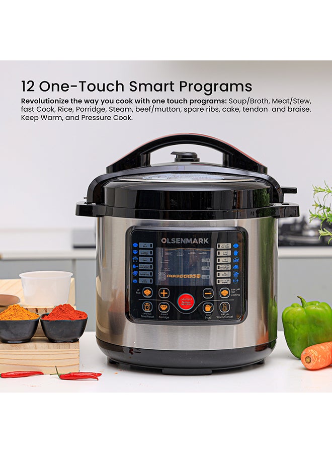 Olsenmark Electric Digital Pressure Cooker steamer OMMC2436, 6L capacity with 1000W Power, Multi-Function Cooking, Digital Timer Control, Non-Stick Inner Pot, Stainless Steel Body, One Touch Cooking, 24-Hours keep Warm 6 L 1000 W OMMC2436 Multicolour - Image 5