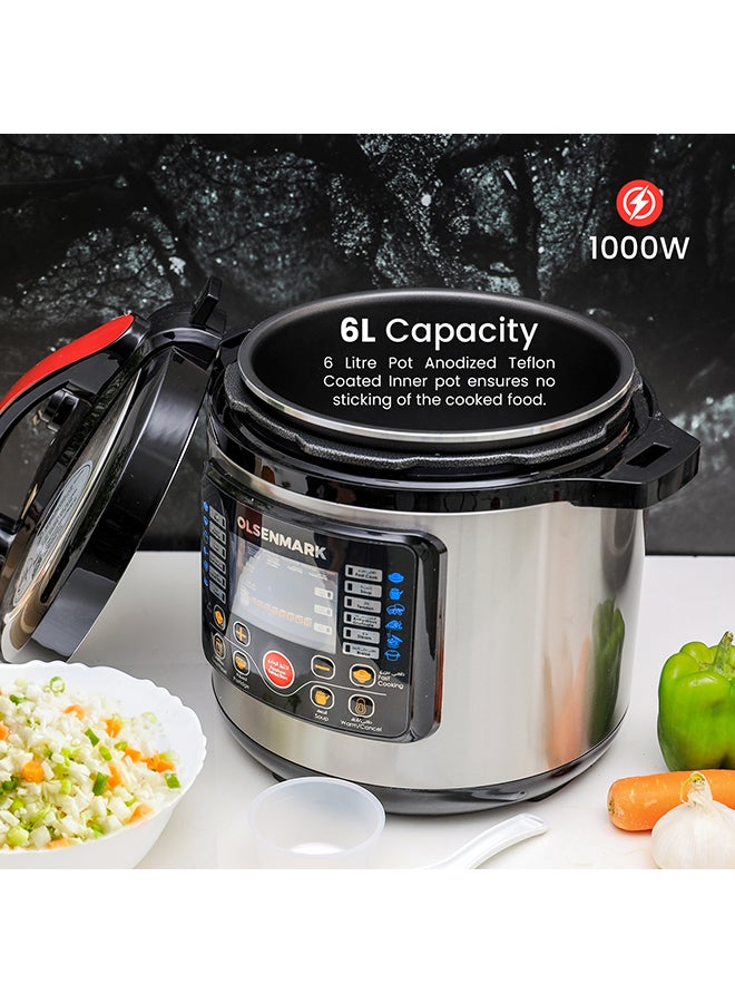 Olsenmark Electric Digital Pressure Cooker steamer OMMC2436, 6L capacity with 1000W Power, Multi-Function Cooking, Digital Timer Control, Non-Stick Inner Pot, Stainless Steel Body, One Touch Cooking, 24-Hours keep Warm 6 L 1000 W OMMC2436 Multicolour - Image 4