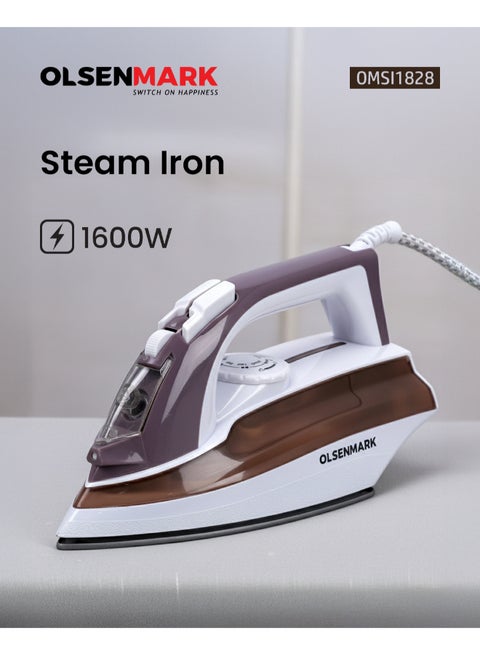 Steam Iron, Dry/Steam Adjustable Steam, Non Stick Coating Soleplate, 100ml Water Tank, Light Weight 100 ml 1600 W OMSI1828 Multicolour