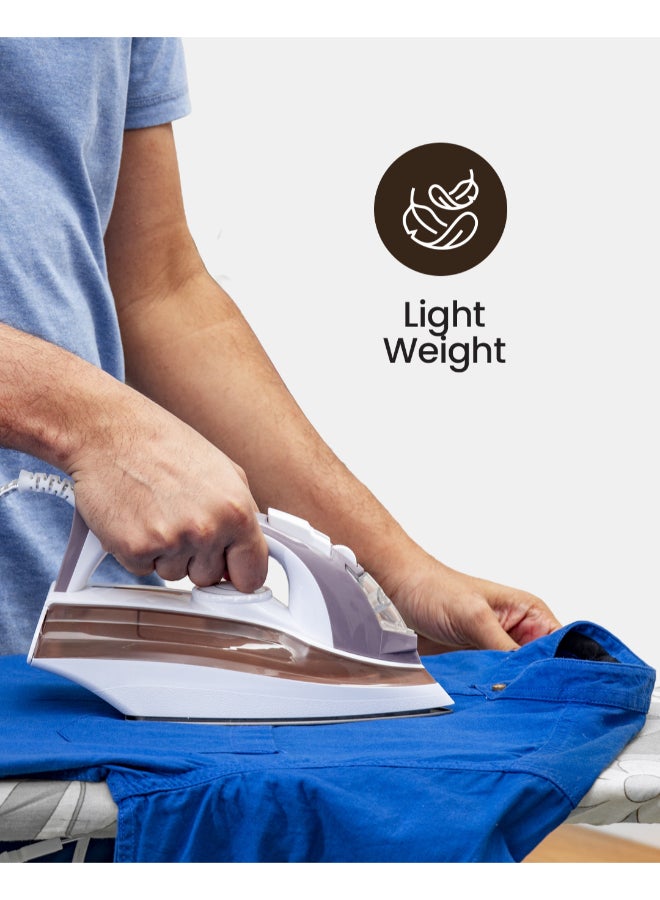 Olsenmark Steam Iron, Dry/Steam Adjustable Steam, Non Stick Coating Soleplate, 100ml Water Tank, Light Weight 100 ml 1600 W OMSI1828 Multicolour - Image 5