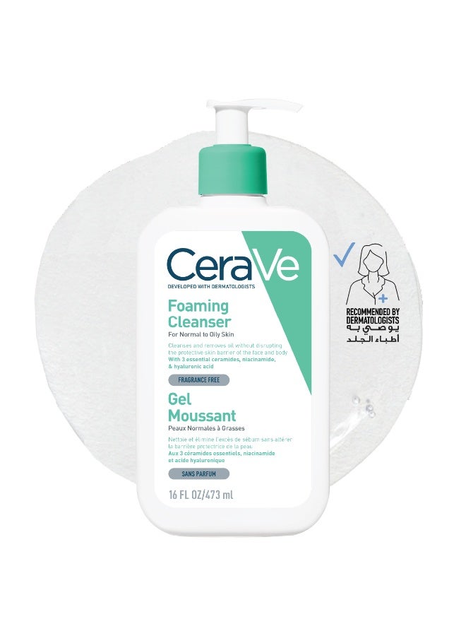 CeraVe Foaming Cleanser For Normal To Oily Skin With Hyaluronic Acid multicolour 473ml - Image 1