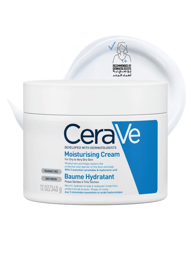 CeraVe Moisturising Cream For Dry To Very Dry Skin 3 Essential Ceramides 340grams - Image 1