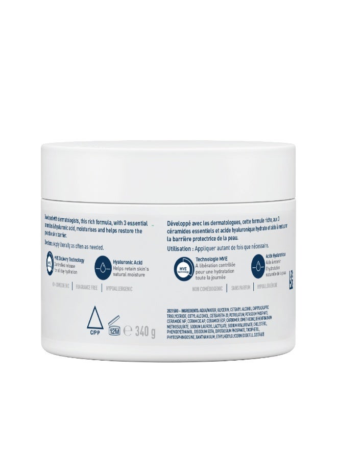 CeraVe Moisturising Cream For Dry To Very Dry Skin 3 Essential Ceramides 340grams - Image 2