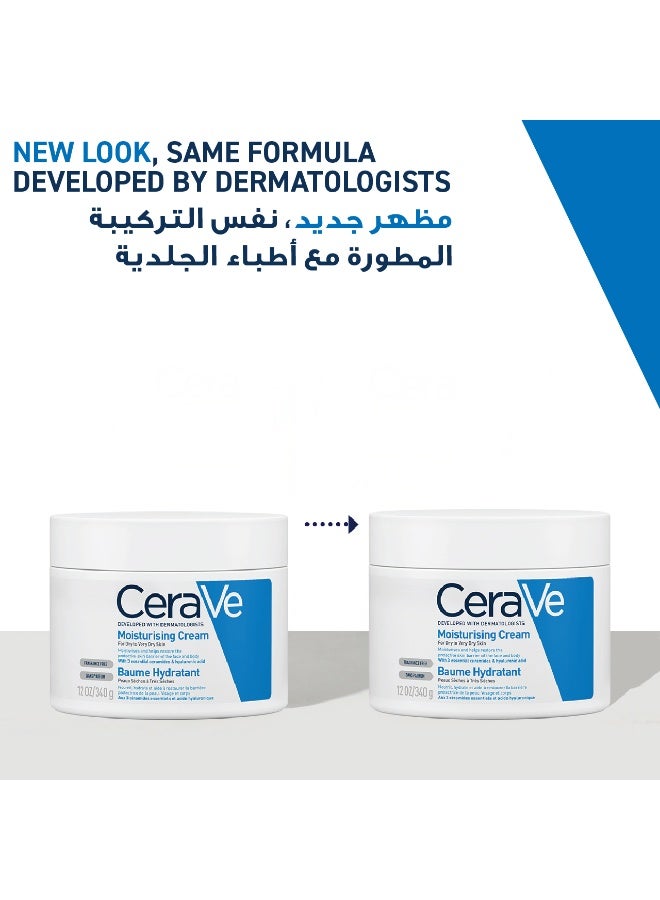 CeraVe Moisturising Cream For Dry To Very Dry Skin 3 Essential Ceramides 340grams - Image 3