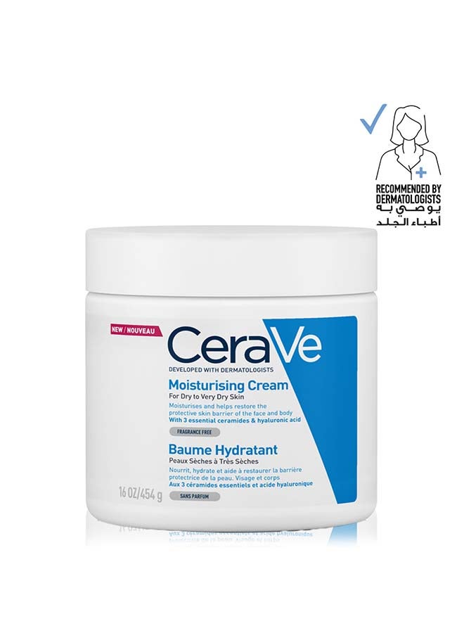 CeraVe Moisturizing Cream For Dry Skin With Hyaluronic Acid 454grams - Image 1