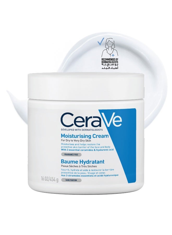 CeraVe Moisturising Cream For Dry To Very Dry Skin 3 Essential Ceramides 454grams - Image 1