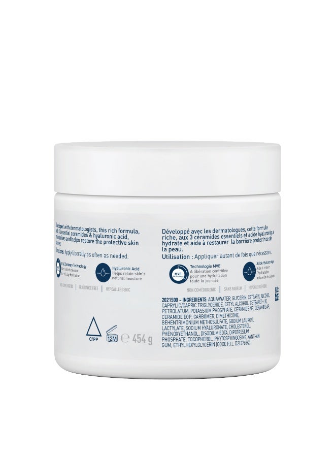 CeraVe Moisturising Cream For Dry To Very Dry Skin 3 Essential Ceramides 454grams - Image 2