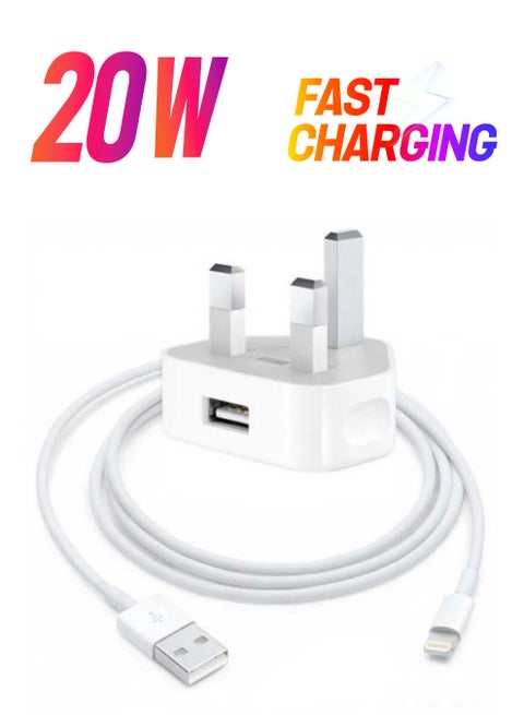 2 in 1 Pack of Apple 5W USB Power Adapter and Lightning USB Cable 1m white