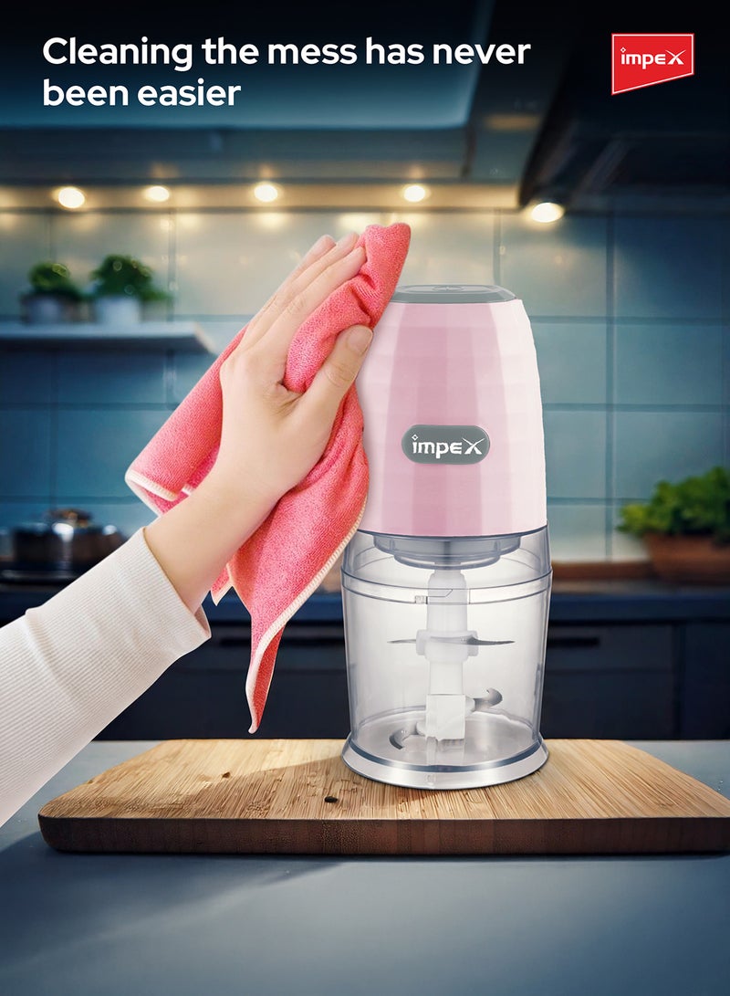 Impex - Electric Food Chopper 300W Mixer Grinder with Safety Switch Double Layered Stainless Steel Sharp Blade 0.6L Chopper Bowl, Unique Lattice Design, Safety Switch, Overheat Protection, and Easy-to-Clean Design, 220-240V, 50/60Hz 0.6 L 300 W FC 3203 Multicolor - Image 1