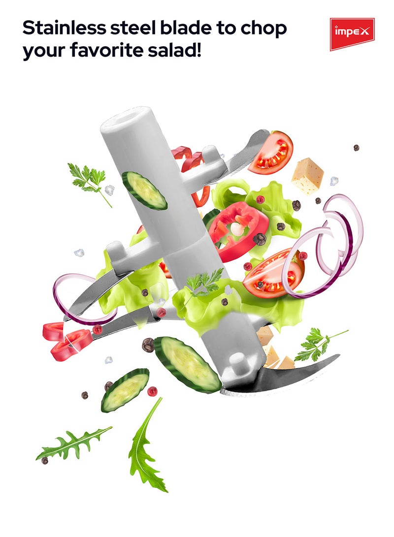 Impex - Electric Food Chopper 300W Mixer Grinder with Safety Switch Double Layered Stainless Steel Sharp Blade 0.6L Chopper Bowl, Unique Lattice Design, Safety Switch, Overheat Protection, and Easy-to-Clean Design, 220-240V, 50/60Hz 0.6 L 300 W FC 3203 Multicolor - Image 1