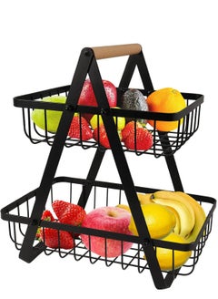 Fruit Rack With Two Shelves Black 31.5 x 20 x 31cm