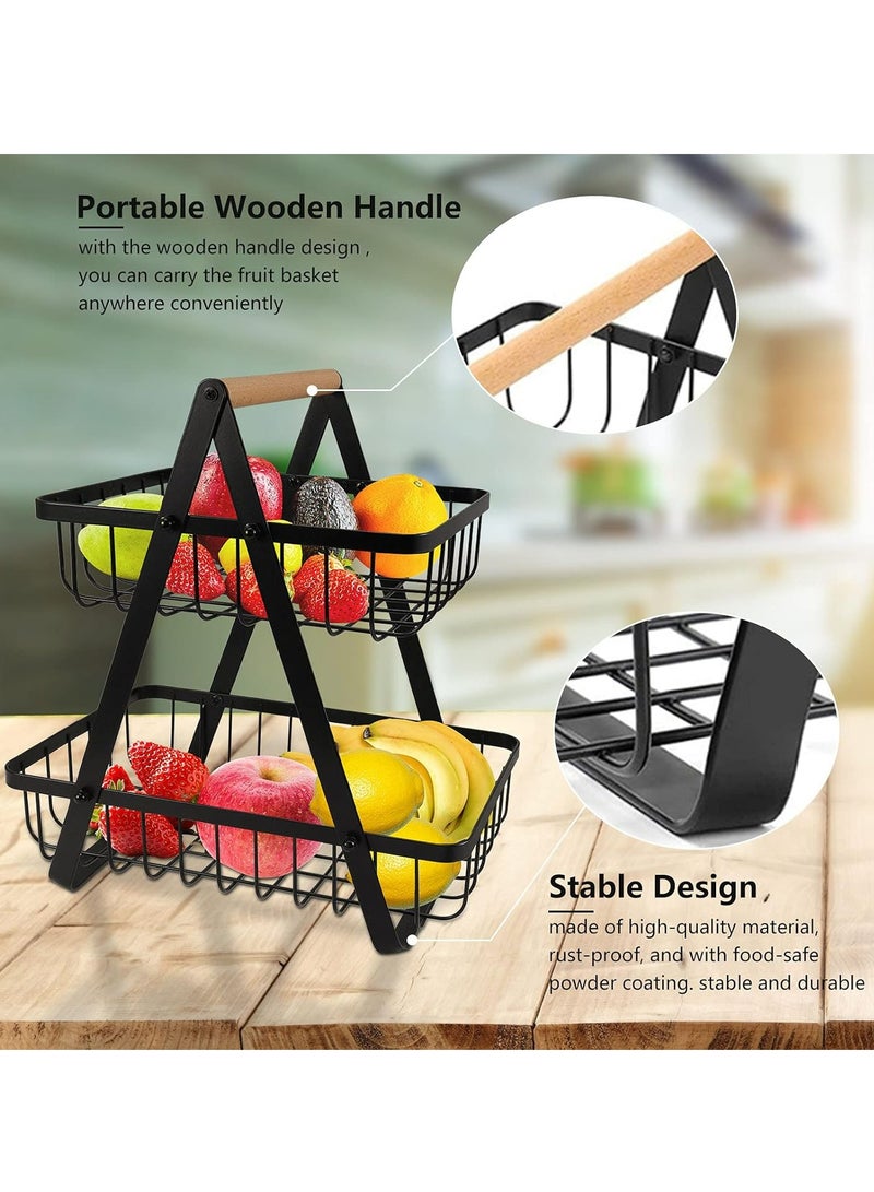 ALMUFARREJ - Fruit Rack With Two Shelves Black 31.5 x 20 x 31cm - Image 1