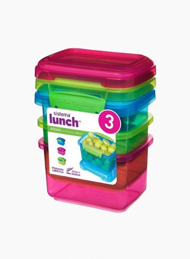 سيستيما مجموعة علبة غداء بمشبك بلون متباين من 3 قطع أزرق 400ملليلتر