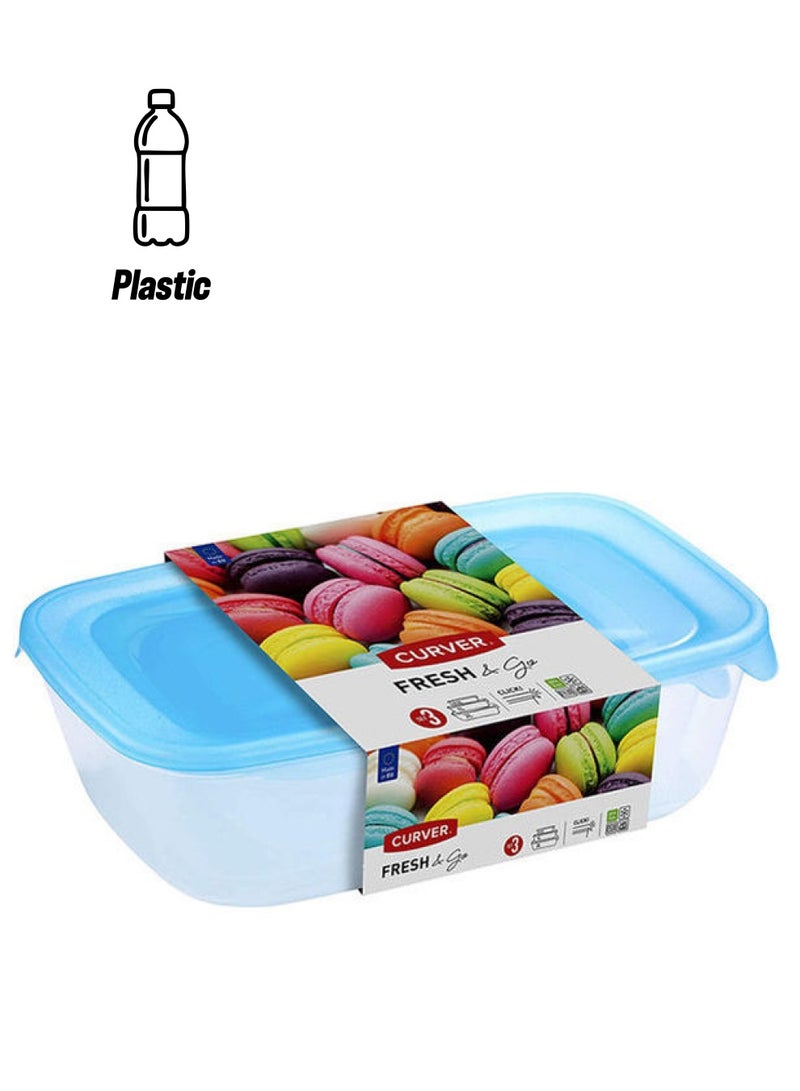 Curver Fresh And Go Food Container, 3 Pieces Light Blue 15x7x26,5x7,2cm