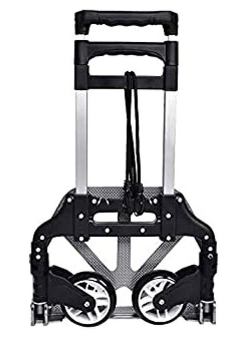 عربة أمتعة بعجلات متينة قابلة للطي مع مقبض متداخل أسود/فضي 20x20x20سم