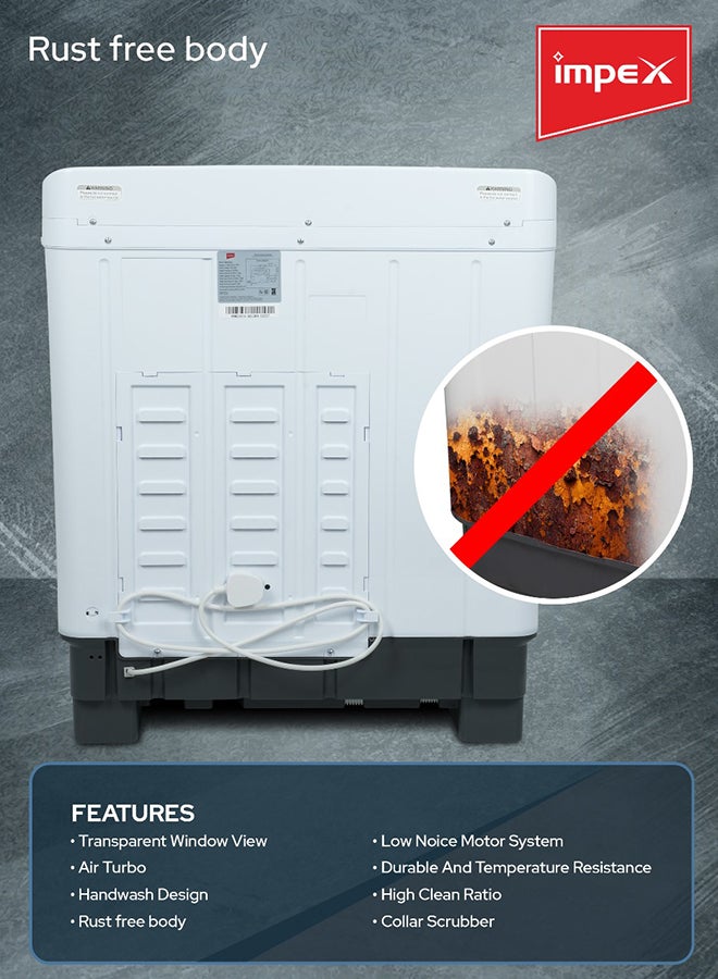 Impex - Impex WM 4204 7KG Semi Automatic Washing Machine 7 kg 350 kW WM 4204 White/Black - Image 1