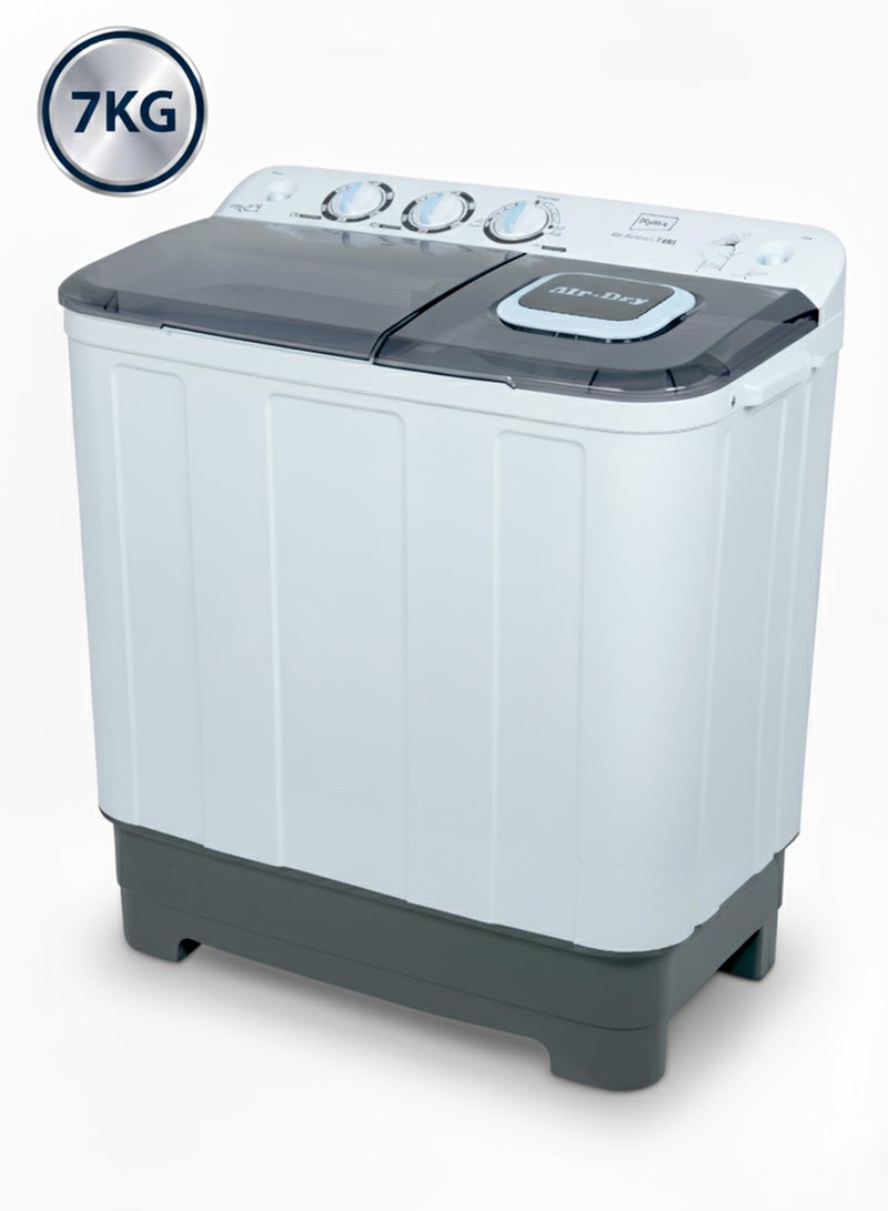 Impex 7 kg Capacity Top Load Washing Machine - 7KG Semi-Automatic Washing Machine Cloth Dress Cleaning, 350W Power, Spin 160W, Top Load, Energy-Efficient, 2 Years Warranty – Black/White/Grey - WM 4204 7 kg 350 W WM 4204 Black/White/Grey - Image 1