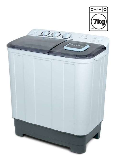 7 kg Capacity Top Load Washing Machine - 7KG Semi-Automatic Washing Machine Cloth Dress Cleaning, 350W Power, Spin 160W, Top Load, Energy-Efficient, 2 Years Warranty – Black/White/Grey - WM 4204 7 kg 350 W WM 4204 Black/White/Grey