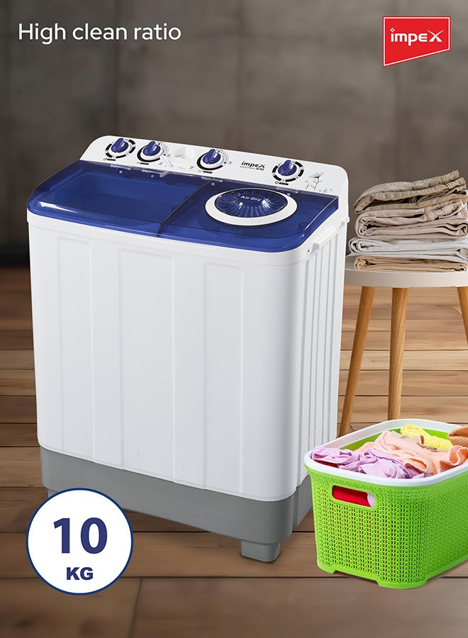 إمبكس - غسَّالة إمبكس نصف أوتوماتيكية سعة 10 كجم طراز WM 4204 10 kg 380 W WM 4202 أبيض ورمادي - Image 1