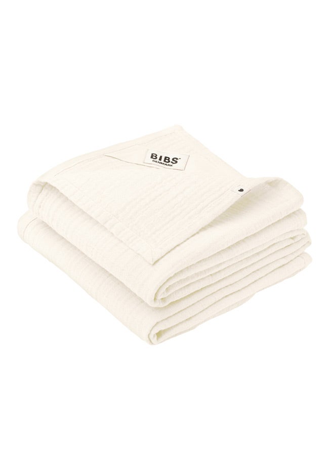 BIBS Pack Of 2 Muslin Organic Cotton Cloth, 70x70 cm, Ivory 
