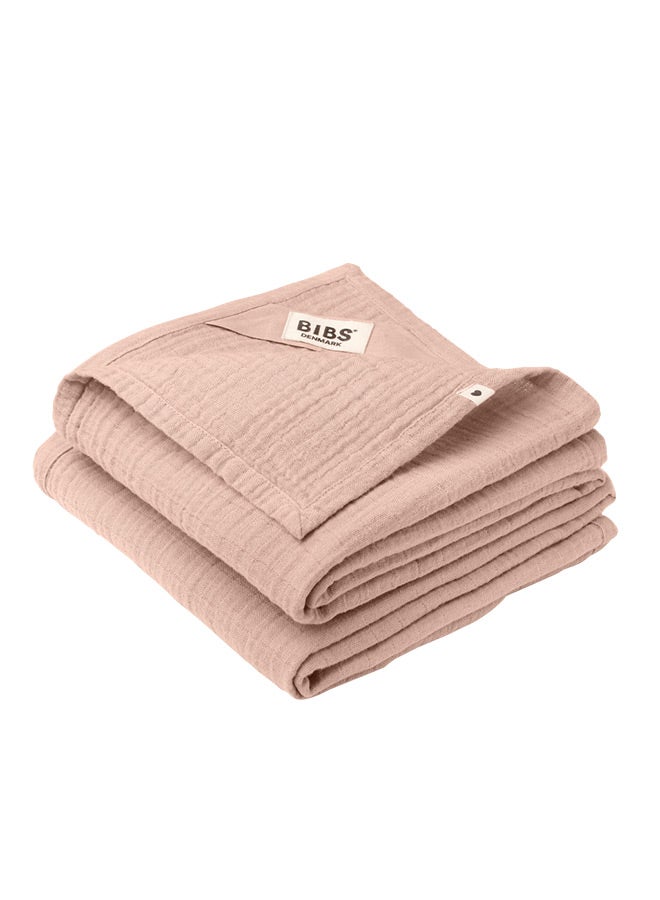 BIBS Pack Of 2 Muslin Organic Cotton Cloth, 70x70 cm, Blush 