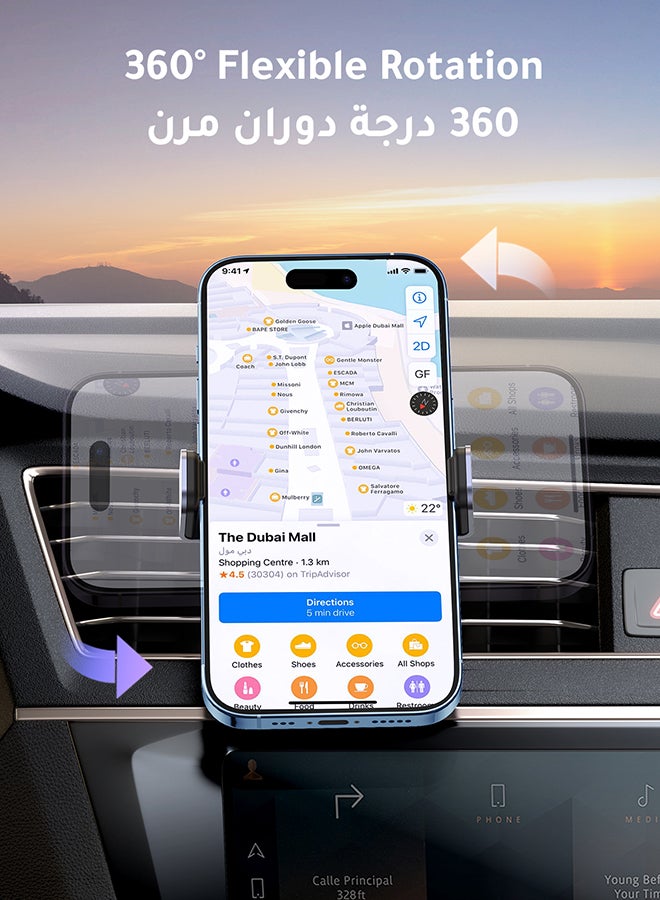 حامل جوال يثبت بفتحة التهوية بالسيارة وبتصميم ذراع من الألومنيوم بزاوية دوران 360 درجة لهاتف آيفون 15/ 15 بلس/ 15 برو/ 15 برو ماكس/ 14 و14 برو و14 برو ماكس و13 و12 ميني وبرو ماكس وجالاكسي S23 ألترا وS22 أسود - pnsku/N51209951A/45/_/1712550804/7351374f-5fba-492a-a2eb-9f8ae972fd77