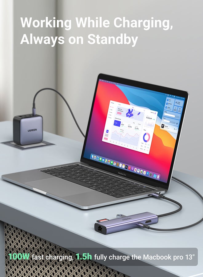 محول7 في 1 USB C متعدد المنافذ 4K@60Hz مع منفذين USB محطة إرساء USB-C مع 4K HDMI، قارئ بطاقة SD/TF، الطاقة تسليم الألومنيوم 100W USB-C، متوافق مع ماك بوك، أيفون 15، ايباد برو 2021،آيباد إير لون رمادي - pnsku/N51209958A/45/_/1710950006/ca8955a2-f967-45d3-8b0b-0a3c9e5e4522