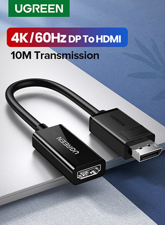 Ugreen - UGREEN DisplayPort to HDMI Adapter 4K 60Hz Male to Female DP to HDMI Converter Video Display Cord for HDTV Monitor Projector Computer Black - Image 1