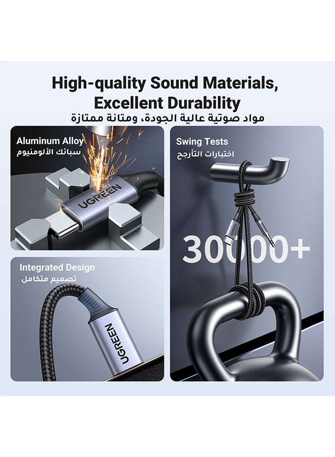 Ugreen - USB C Male to 3.5mm Audio Cable with DAC Chip 1M Headphone Adapter Audio Male Jack Plug Cable Car Stereo Adapter for iPad Pro 2021 Air 4 Samsung S21 Note20 Pixel 5 Black - Image 1