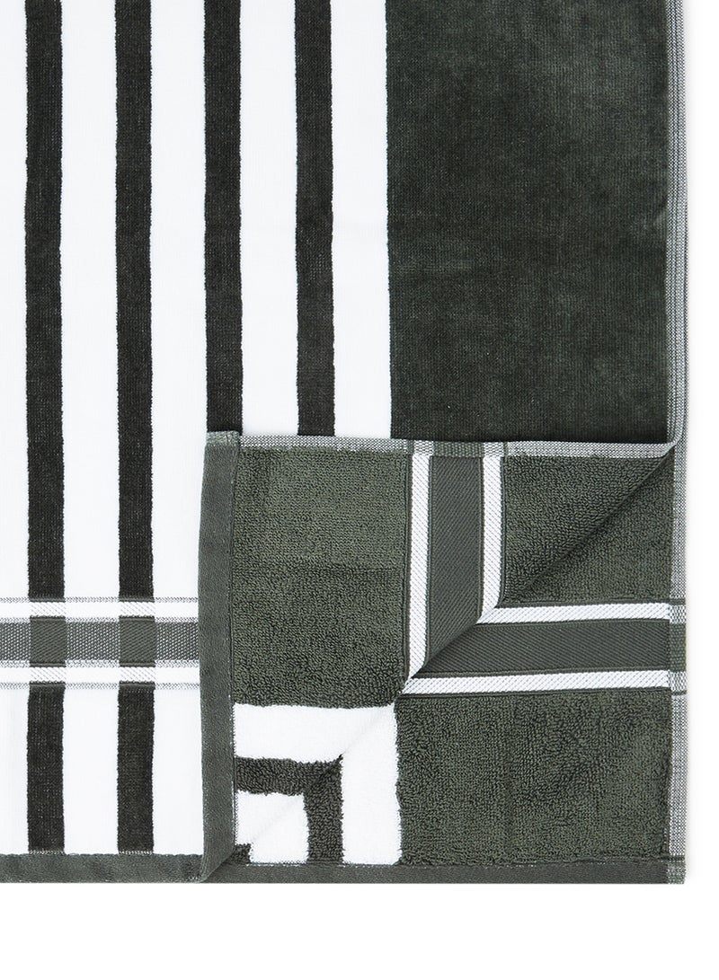 White Rose 100%  COTTON YARN DYED MULTI COLOR STRIPE LUXURY 500 GSM HIS AND HER SUPER COOL BATH SHEET 80X160 cm DARK GREEN DARK GREEN 80X160cm  - Image 4