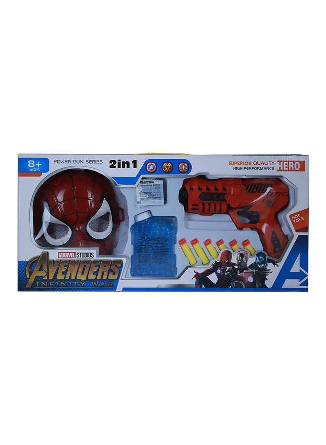 مسدس سبايدر مان مع طلقات مصنوعة من الجل وكذلك طلقات إسفنجية. يحتوي كذلك على قناع سبايدرمان - Image 1